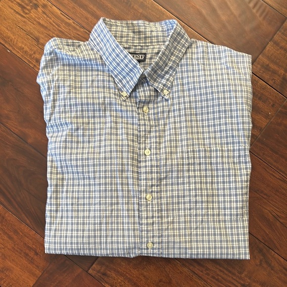 Lands' End | Blue and White Casual Button Down checkered Shirt - Picture 2 of 10